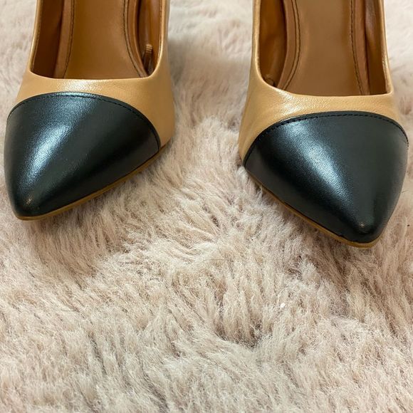 Zara Two Toned Capped Toe Chunky Heels Size 40 - Picture 3 of 11